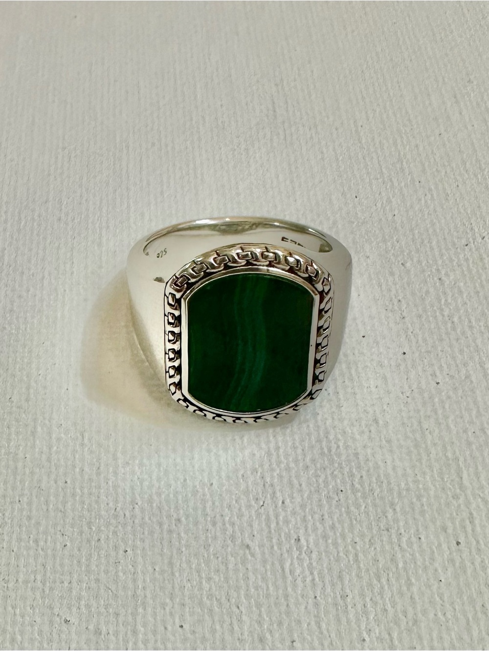 Effy 925 Sterling Silver Malachite Signet Ring Size 10